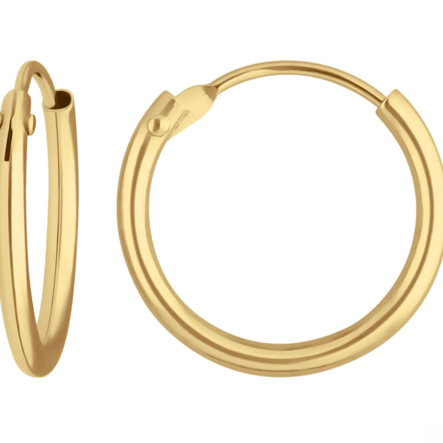 Paar Ohrringe Creolen rund schlicht Ohrschmuck aus 375 Gold Gelbgold 13x1,3mm