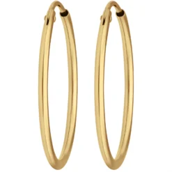 Paar Ohrringe Creolen rund schlicht Ohrschmuck aus 585 Gold Gelbgold 24x1,5mm