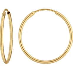 Paar Ohrringe Creolen rund schlicht Ohrschmuck aus 585 Gold Gelbgold 24x1,5mm