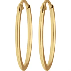 Paar Ohrringe Creolen rund schlicht Ohrschmuck aus 585 Gold Gelbgold 17x1,3mm