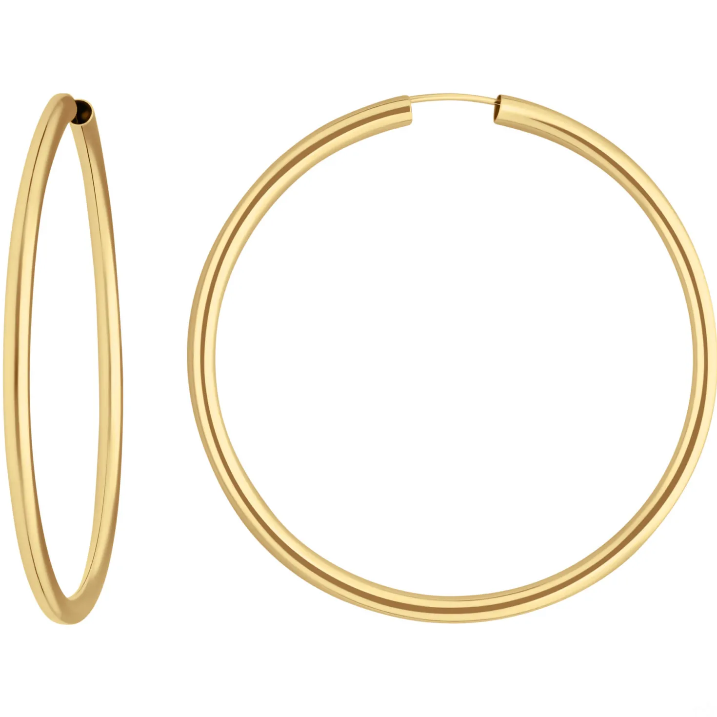 Paar Ohrringe Creolen rund schlicht Ohrschmuck aus 585 Gold Gelbgold 48x2,5mm