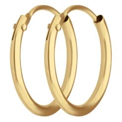 Paar Ohrringe Creolen rund schlicht Ohrschmuck aus 585 Gold Gelbgold 13x1,3mm