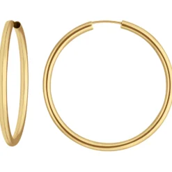 Paar Ohrringe Creolen rund schlicht Ohrschmuck aus 333 Gold Gelbgold 37x2,5mm