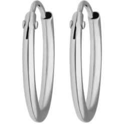 Paar Ohrringe Creolen rund schlicht Ohrschmuck aus 585 Gold Weißgold 13x1,3mm