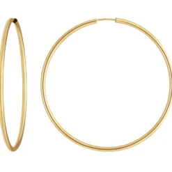 Paar Ohrringe Creolen rund schlicht Ohrschmuck aus 585 Gold Gelbgold 48x1,5mm