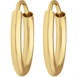 Paar Ohrringe Creolen rund schlicht Ohrschmuck aus 585 Gold Gelbgold 13x2mm