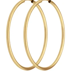 Paar Ohrringe Creolen rund schlicht Ohrschmuck aus 585 Gold Gelbgold 39x2mm