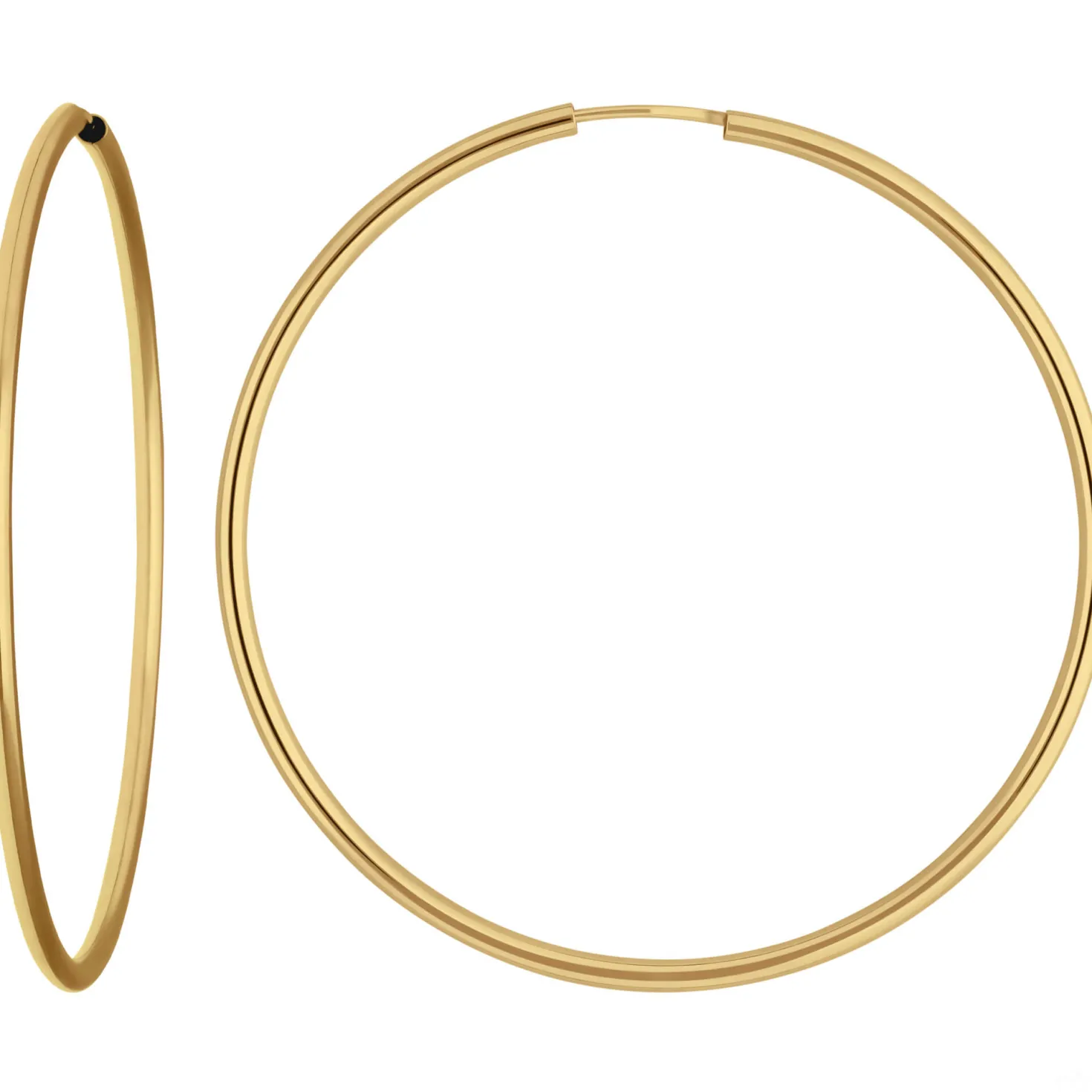 Paar Ohrringe Creolen rund schlicht Ohrschmuck aus 585 Gold Gelbgold 48x2mm