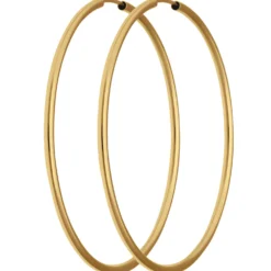 Paar Ohrringe Creolen rund schlicht Ohrschmuck aus 585 Gold Gelbgold 48x2mm