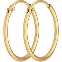 Paar Ohrringe Creolen rund schlicht Ohrschmuck aus 333 Gold Gelbgold 17x1,3mm