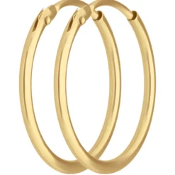 Paar Ohrringe Creolen rund schlicht Ohrschmuck aus 750 Gold Gelbgold 17x1,3mm