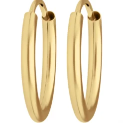 Paar Ohrringe Creolen rund schlicht Ohrschmuck aus 585 Gold Gelbgold 16x2mm