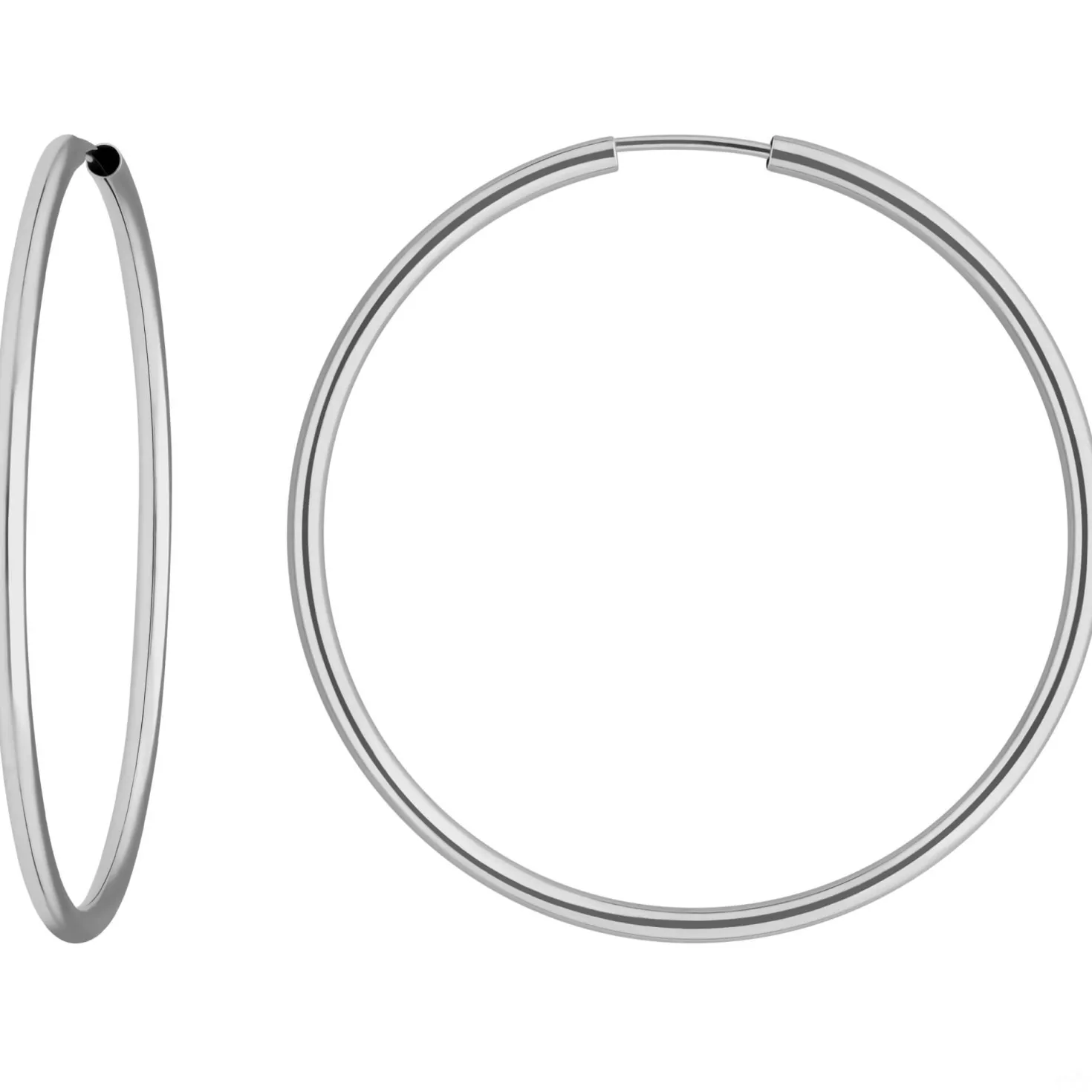 Paar Ohrringe Creolen rund schlicht Ohrschmuck aus 585 Gold Weißgold 39x2mm