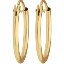 Paar Ohrringe Creolen rund schlicht Ohrschmuck aus 333 Gold Gelbgold 14,6x1,3mm