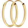 Paar Ohrringe Creolen rund schlicht Ohrschmuck aus 375 Gold Gelbgold 15x1,3mm