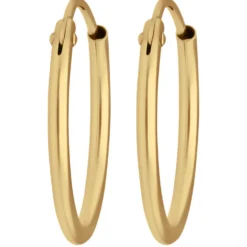 Paar Ohrringe Creolen rund schlicht Ohrschmuck aus 375 Gold Gelbgold 15x1,3mm