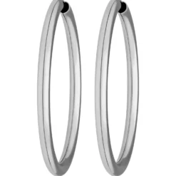 Paar Ohrringe Creolen rund schlicht Ohrschmuck aus 925 Silber rhodiniert 39x3mm