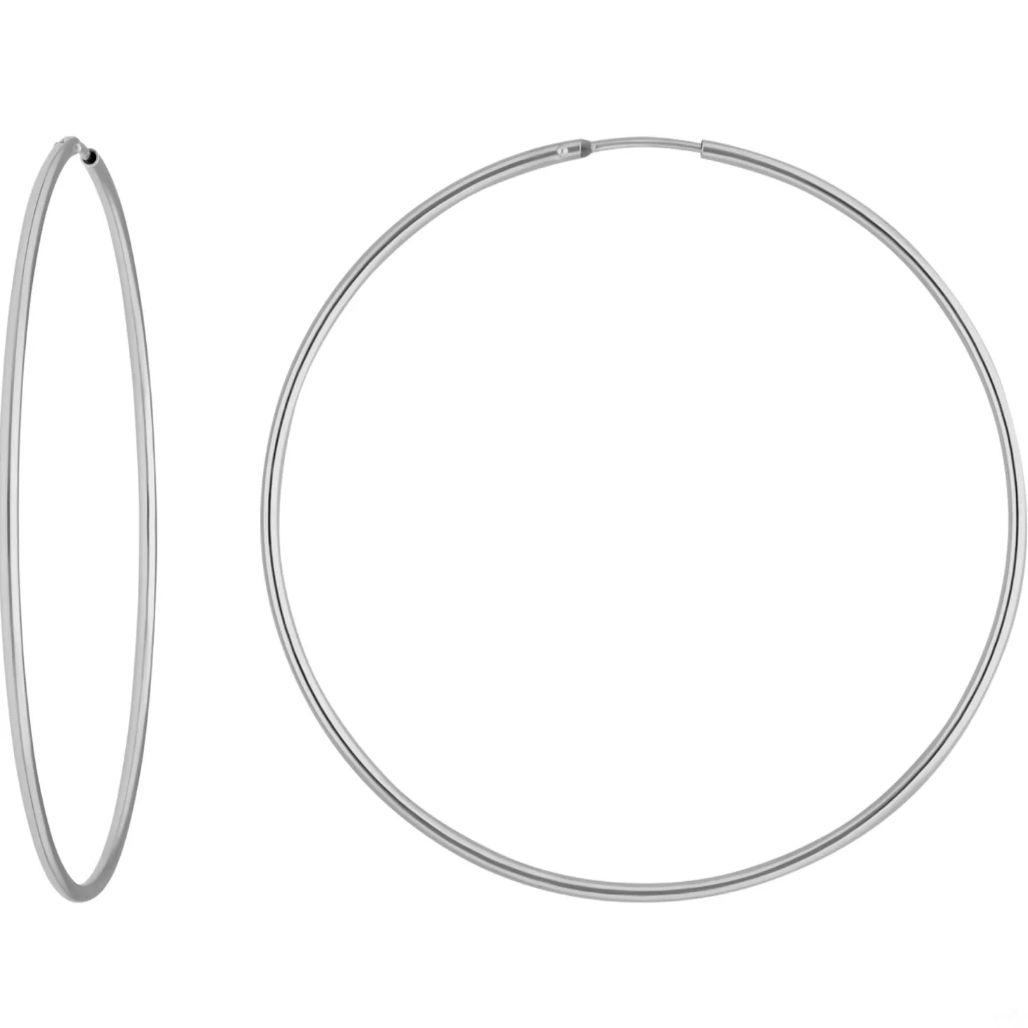 Paar Ohrringe Creolen rund schlicht aus 925 Silber rhodiniert 50x1,5mm