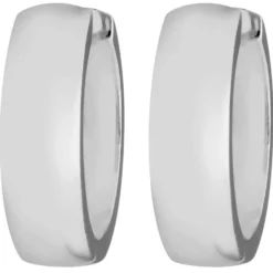 Paar Ohrringe Creolen schlicht kantig aus 925 Silber rhodiniert 16x5,4mm