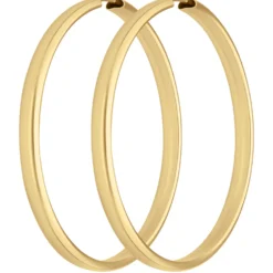 Paar Ohrringe Creolen schlicht Ohrschmuck aus 925 Silber gelb vergoldet 48x3,9mm