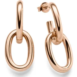 Paar Ohrringe Creolen-Stecker 35x14,2mm Ohrschmuck oval 585 Gold Rotgold