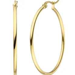 Paar Ohrringe Creolen 40x2mm aus Edelstahl gold-farben rund glänzend