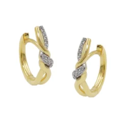 Paar Ohrringe Creolen 18x4mm überkreuzt Zirkonia 9Kt 375 Gold Gelbgold