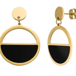 Paar Ohrringe Ohrhänger Kreise aus Edelstahl goldfarben beschichtet Ø 23,8mm