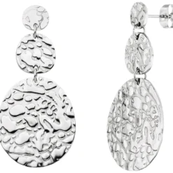 Paar Ohrringe Ohrhänger Ohrschmuck 44x21,2mm aus Edelstahl mit Struktur