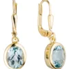Paar Ohrringe Ohrhänger 7,5x24,5mm Boutons Blautopas hellblau 333 Gold Gelbgold