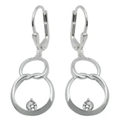 Paar Ohrringe Ohrhänger 36x13mm Doppelkreis 8 Acht mit Zirkonia 925 Silber