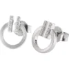 Paar Ohrringe Ohrstecker 585 Gold Weißgold mattiert 20 Diamanten 0,1 Ct. W-SI