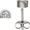 Paar Ohrringe Ohrstecker Halbkreise 950 Platin mattiert Diamanten 0,2 Ct. W-SI
