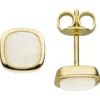 Paar Ohrstecker aus 585 Gold Gelbgold 2 Opale creme-weiß mit Schimmer Ohrringe