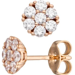 Paar Ohrstecker aus 333 Gold Rotgold mit Zirkonia weiß Ohrringe Ohrschmuck Damen
