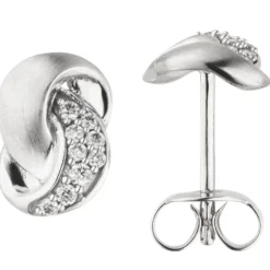 Paar Ohrstecker aus 585 Gold Weißgold teil mit 18 Brillanten 0,12 Ct Ohrringe