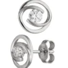 Paar Ohrstecker aus 333 Gold Weißgold teilmattiert mit Zirkonia weiß Ohrschmuck