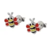 Paar Ohrstecker Bienen 8x8mm rot-gelb-schwarz-emailliert 925 Silber Kinder