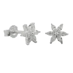 Paar Ohrstecker Blume oder Stern mit Zirkonia 8mm 925 Silber Kinder