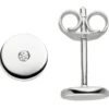 Paar Ohrstecker Kreise mit Zirkonia in der Mitte Ø6,3mm 925 Silber rhodiniert