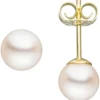 Paar Ohrstecker mit Akoya Perlen 6mm rund 585 Gold Gelbgold Ohrschmuck Damen