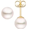 Paar Ohrstecker mit Akoya Perlen 6,5mm rund 585 Gold Gelbgold Ohrschmuck Damen