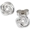 Paar Ohrstecker mit Diamanten 0.02Ct Knoten Form glänzend 585 Gold Weißgold