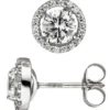 Paar Ohrstecker mit 38 weißen Zirkonia, 333 Gold Weißgold Ohrringe Ohrschmuck