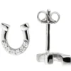 Paar Ohrstecker 8mm Hufeisen aus 925 Silber mit 12 Zirkonia Ohrschmuck Ohrringe