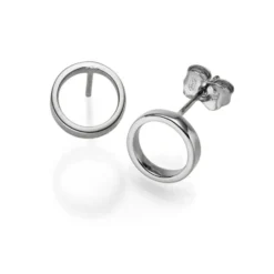 Paar Ohrstecker Ring Ø9mm aus 585 Weißgold Ohrringe Ohrschmuck schlicht glänzend
