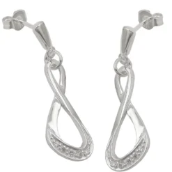 Paar Ohrstecker Stecker Ohrhänger 36x10mm 8-Form glänzend Zirkonia 925 Silber