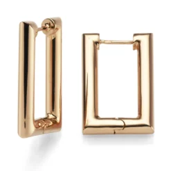 Paar rechteckige Creolen 17x27,5mm Ohrringe Ohrschmuck aus 585 Gold Rotgold
