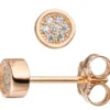 Paar Stecker Ohrstecker aus 925 Silber rotgold vergoldet mit jeweils 7 Zirkonia