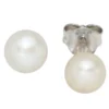 Paar Stecker Ohrstecker Ohrschmuck 6-6,5mm weiße Perlen, 925 Silber, Damen